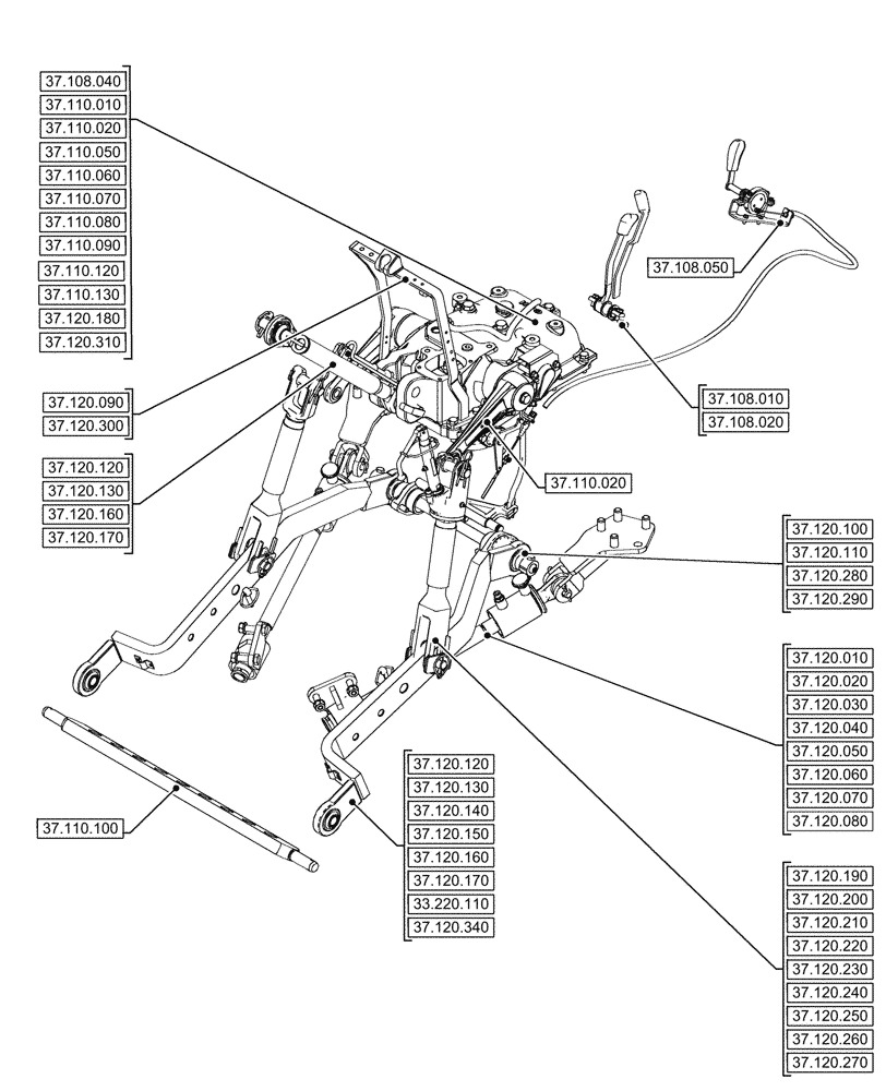 Схема запчастей Case IH FARMALL 80CL - (37.000.00[01]) - SECTION INDEX - HITCHES, DRAWBARS AND IMPLEMENT COUPLINGS (37) - HITCHES, DRAWBARS & IMPLEMENT COUPLINGS