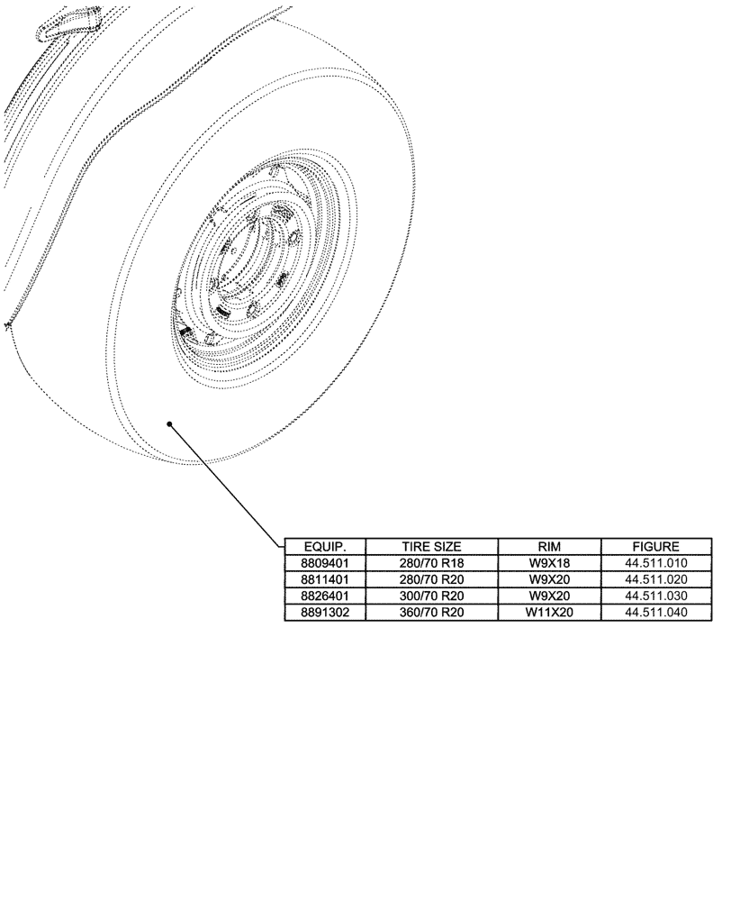 Схема запчастей Case IH FARMALL 100CL - (44.000.00[01]) - SECTION INDEX - WHEELS (44) - WHEELS