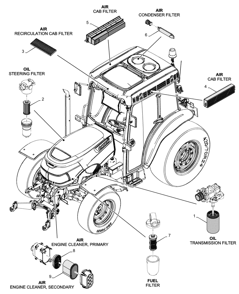 Схема запчастей Case IH FARMALL 100CL - (05.100.041) - MAINTENANCE PARTS - FILTERS (05) - SERVICE & MAINTENANCE