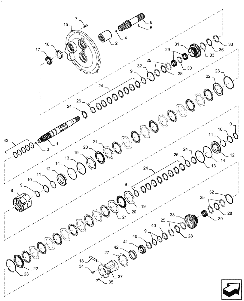 Схема запчастей Case IH MAGNUM 290 - (21.113.AT[01]) - POWERSHIFT - SPEED TRANSMISSION, INPUT SHAFT WITHOUT CREEP OR 19 SPEED (21) - TRANSMISSION