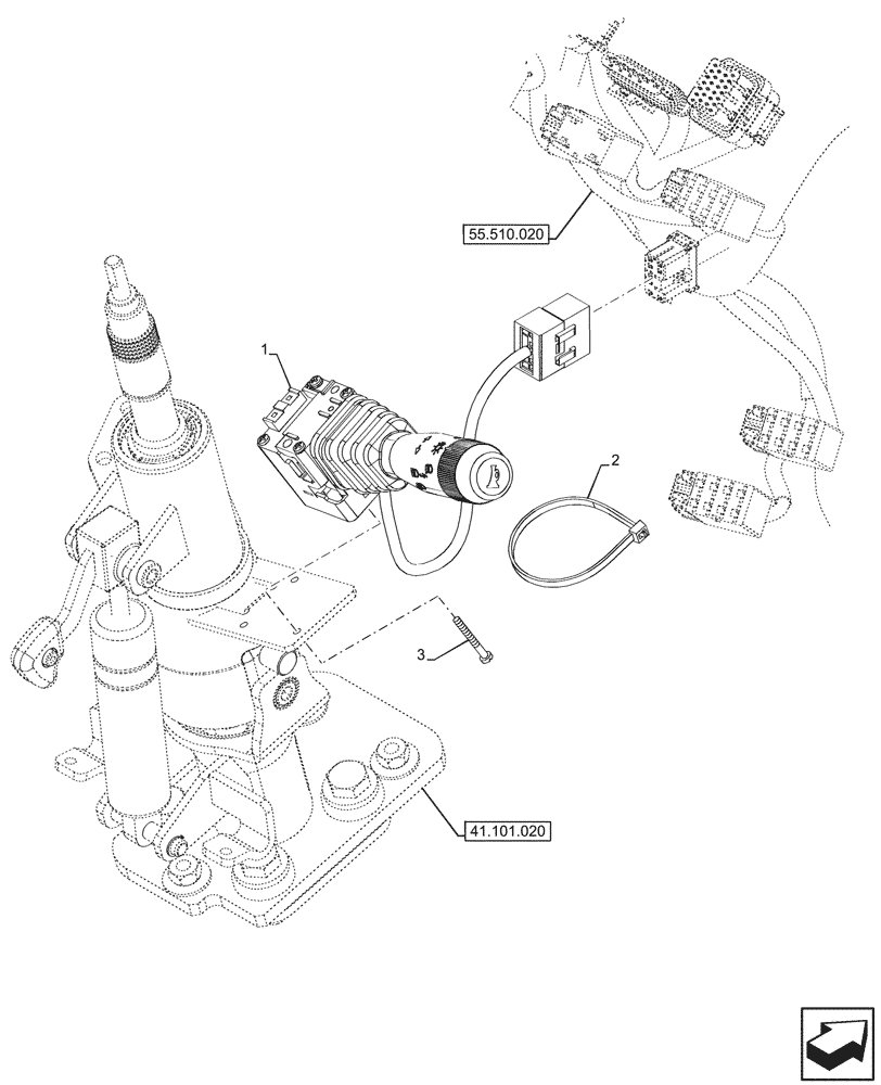 Схема запчастей Case IH FARMALL 90CL - (55.405.010) - VAR - 759028, 759029 - LIGHT SWITCH, W/O CAB (55) - ELECTRICAL SYSTEMS