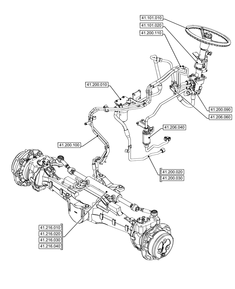 Схема запчастей Case IH FARMALL 110CL - (41.000.00) - SECTION INDEX - STEERING (41) - STEERING