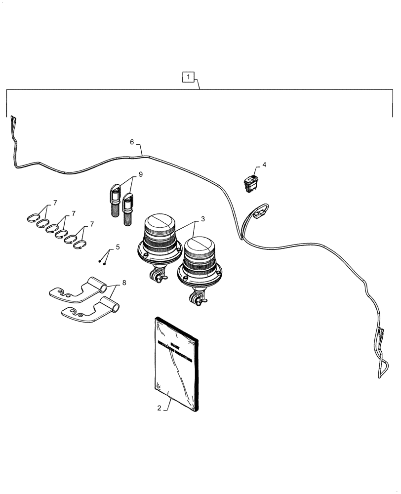 Схема запчастей Case IH QUADTRAC 500 - (88.100.55[16]) - DIA KIT, DUAL BEACON (88) - ACCESSORIES