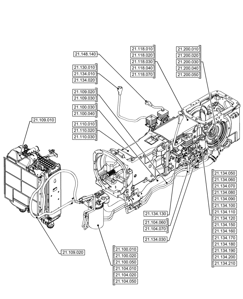 Схема запчастей Case IH FARMALL 100CL - (21.000.00[01]) - SECTION INDEX - TRANSMISSION (21) - TRANSMISSION