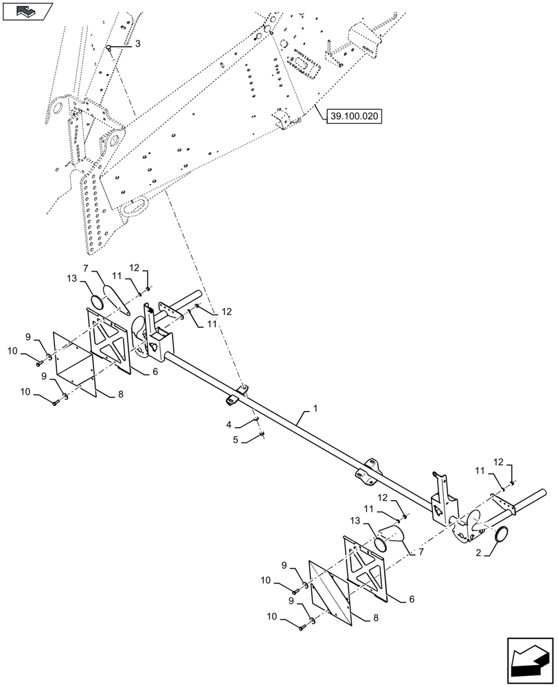 Схема запчастей Case IH LB424R XL - (90.118.081) - LIGHTS ARMS, RAIL - D168 (90) - PLATFORM, CAB, BODYWORK AND DECALS