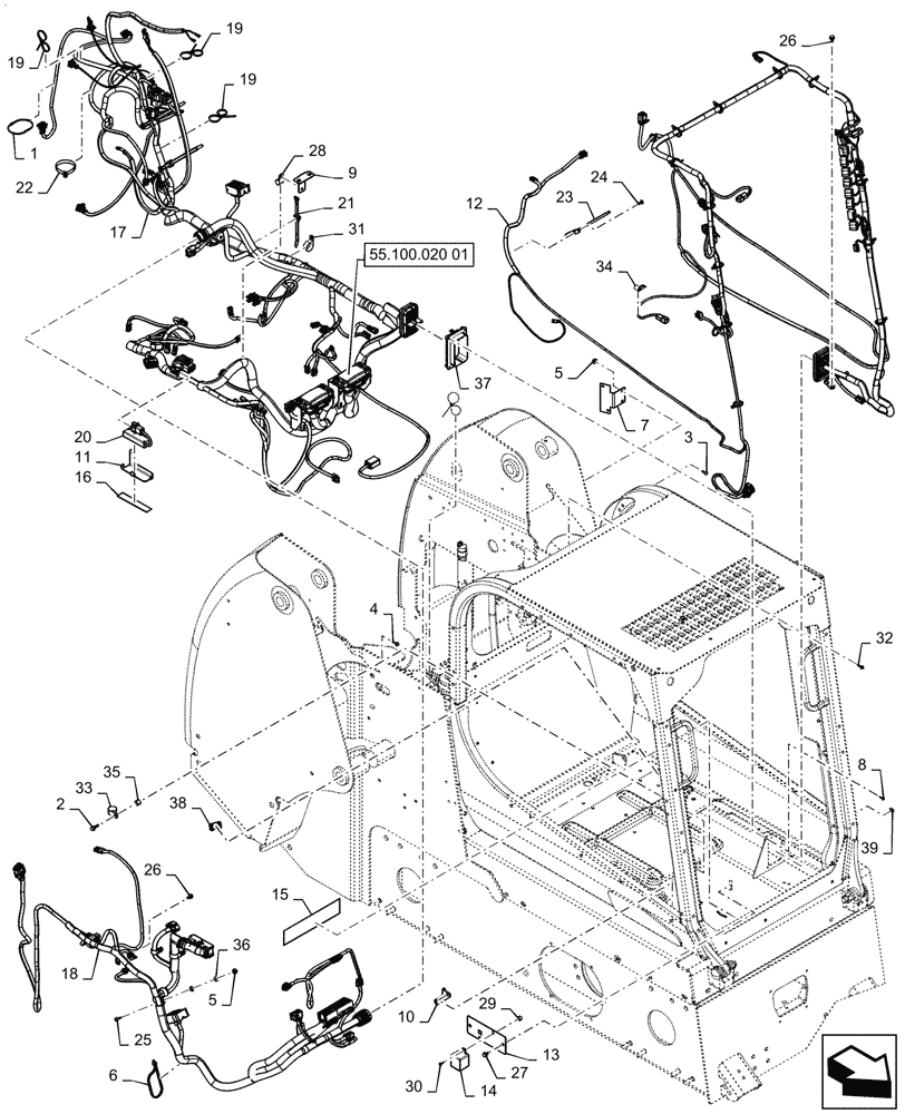 Схема запчастей Case IH SV340 - (55.101.010[01]) - WIRE HARNESS, MECHANICAL CONTROLS (55) - ELECTRICAL SYSTEMS