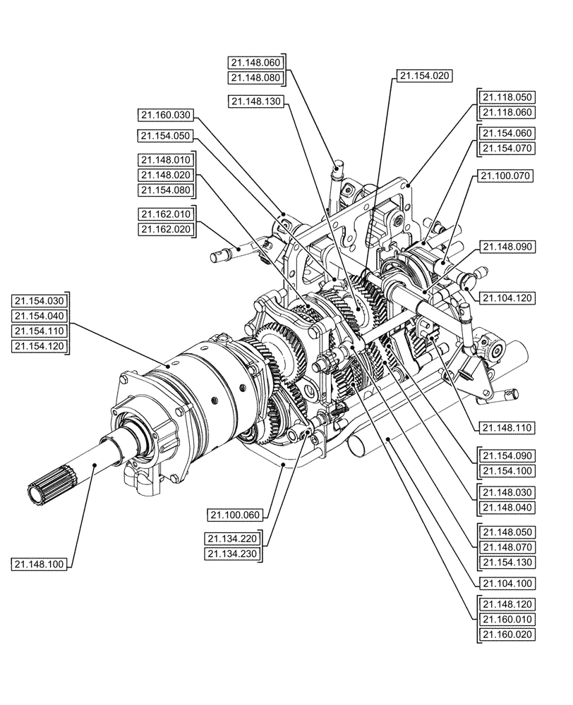 Схема запчастей Case IH FARMALL 100CL - (21.000.00[02]) - SECTION INDEX - TRANSMISSION (21) - TRANSMISSION