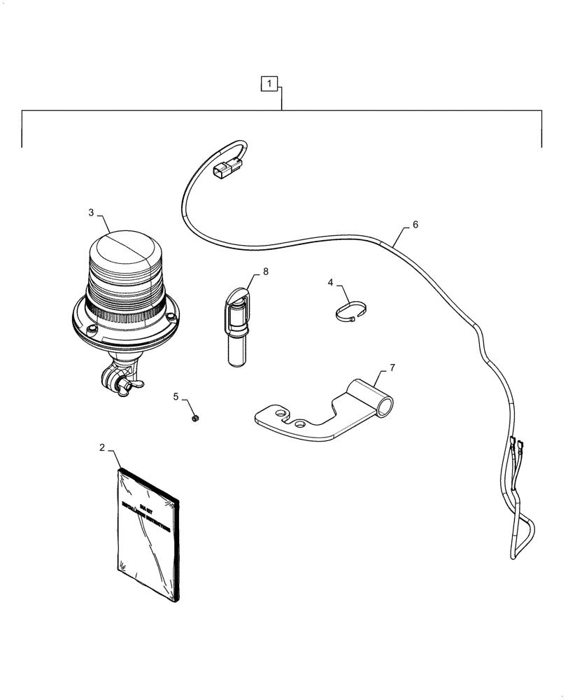 Схема запчастей Case IH QUADTRAC 500 - (88.100.55[17]) - DIA KIT, SINGLE BEACON (88) - ACCESSORIES