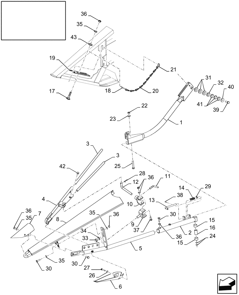 Схема запчастей Case IH 2030 - (18.84185406) - DIA KIT: PIVOTABLE ADJUSTABLE DIVIDERS - D950 (18) - ACCESSORIES