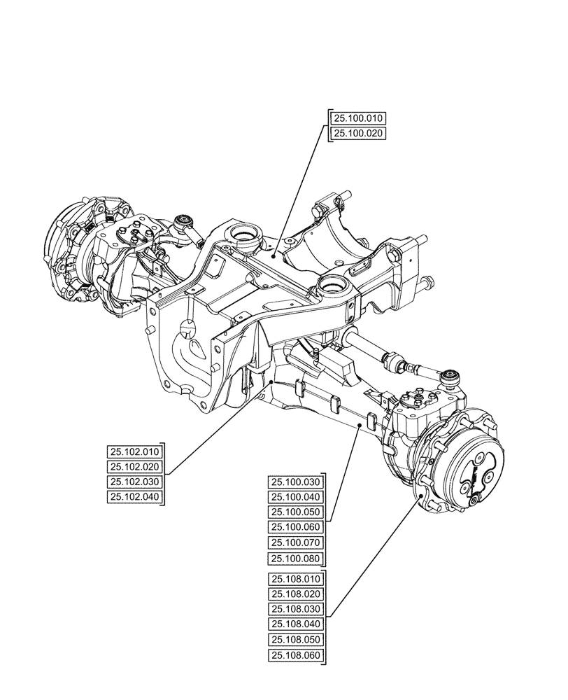 Схема запчастей Case IH FARMALL 100CL - (25.000.00) - SECTION INDEX - FRONT AXLE SYSTEM (25) - FRONT AXLE SYSTEM