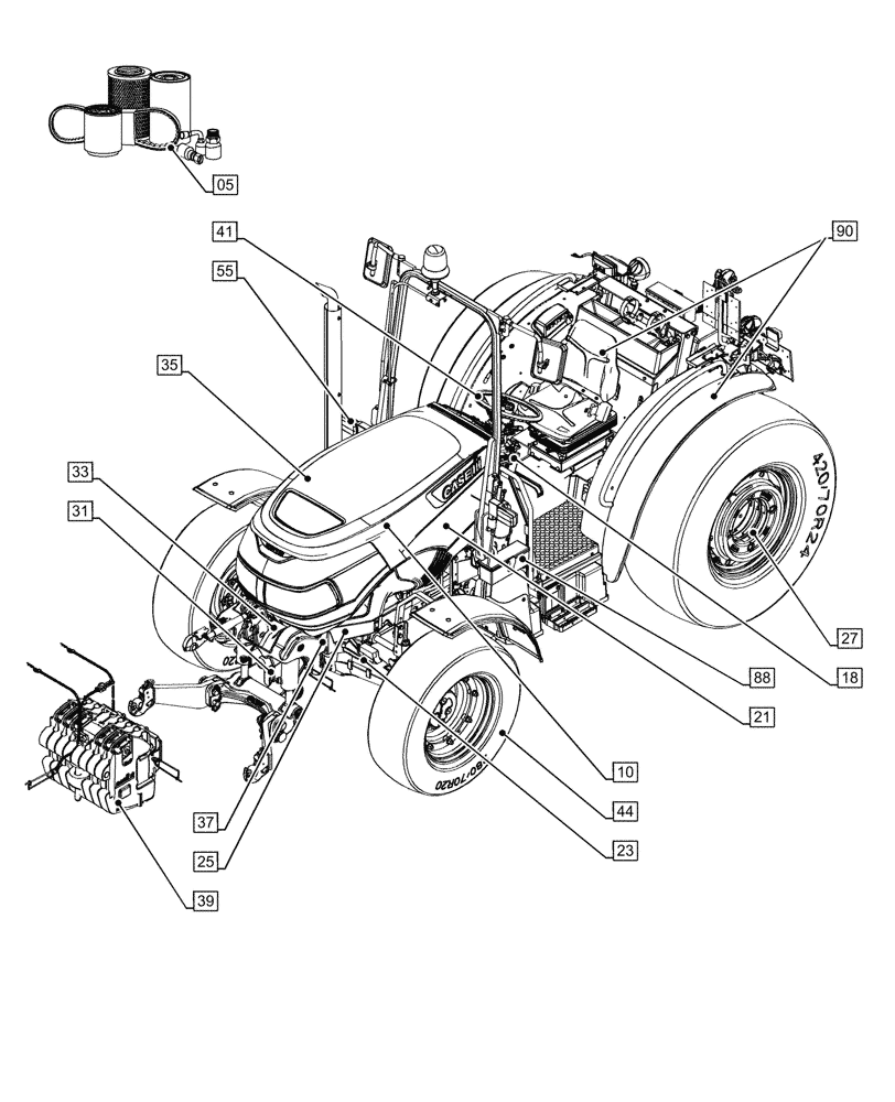 Схема запчастей Case IH FARMALL 90CL - (00.000.00[02]) - PICTORIAL INDEX - MAIN SECTIONS (00) - GENERAL & PICTORIAL INDEX