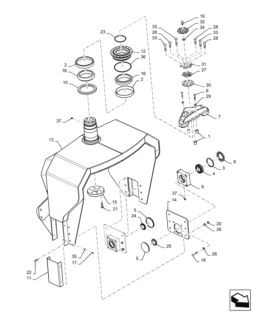 Схема запчастей Case IH TITAN 3530 - (39.100.02[02]) - FRONT FORK, SN YCT033001 AND AFTER (39) - FRAMES AND BALLASTING