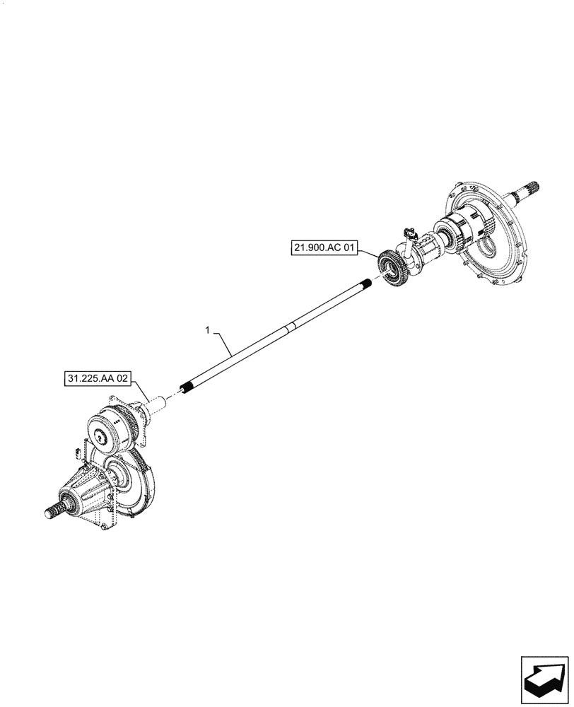 Схема запчастей Case IH MAGNUM 2654 - (31.201.AG[01]) - VAR - 429330, 429331, 429332, OR 429333; PLUS 429357 OR 429358 - DRIVE SHAFT, PTO, INTERNAL, POWERSHIFT (31) - IMPLEMENT POWER TAKE OFF