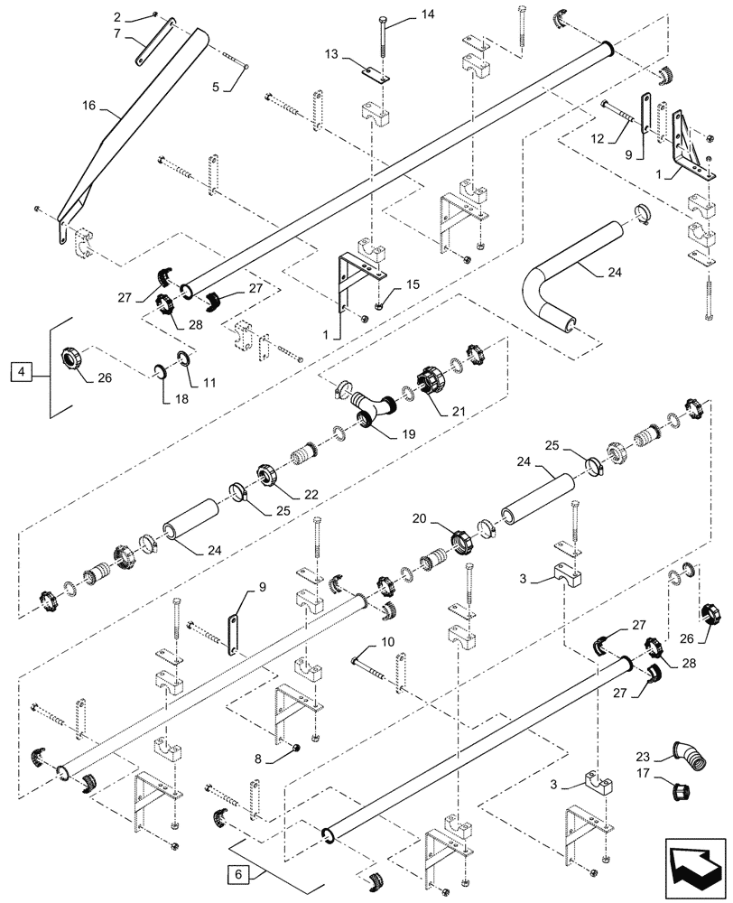 Схема запчастей Case IH PATRIOT 3340 - (78.110.AE[33]) - SPRAYBAR, 120, 7 SECTION, 20"/30" SPACING, LH INNER BOOM, BSN YFT041644 (78) - SPRAYING