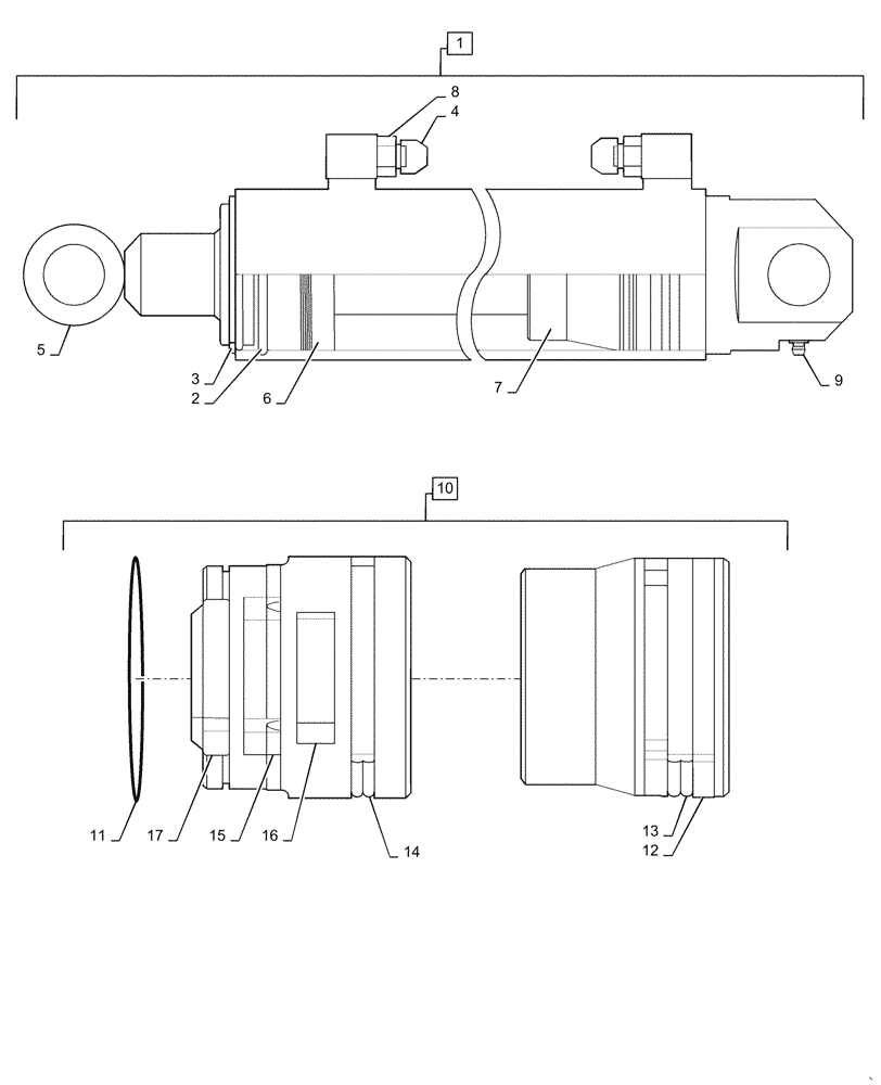 Схема запчастей Case IH BHA102 - (35.737.030) - HYDRAULIC DIPPER CYLINDER (35) - HYDRAULIC SYSTEMS