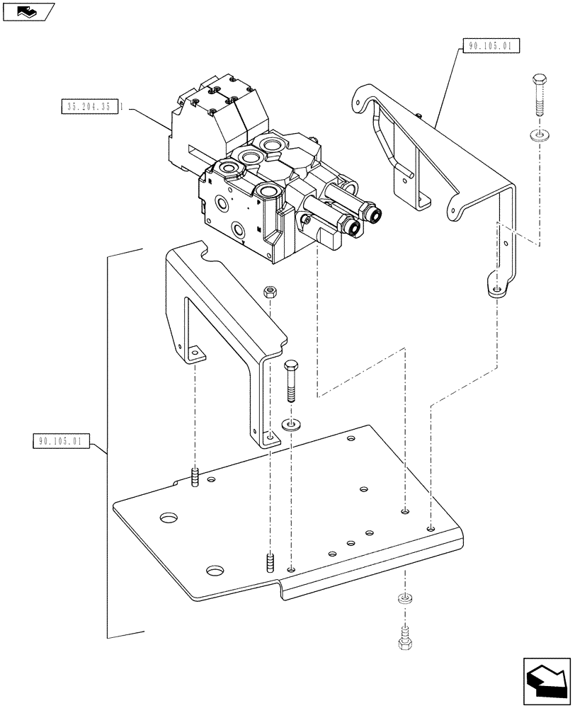 Схема запчастей Case IH PUMA 160 - (35.204.34) - VAR - 330561, 333561 - ELECTRONIC MID MOUNTED VALVES - 3 VALVE (35) - HYDRAULIC SYSTEMS