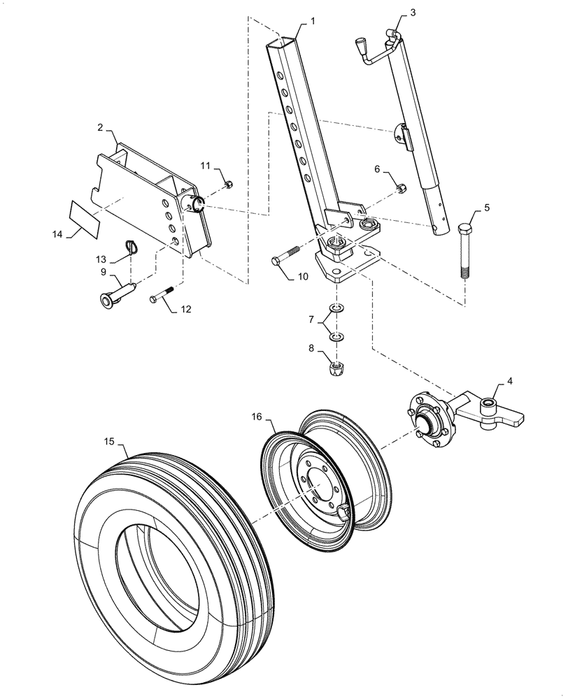 Схема запчастей Case IH 330 TRUE-TANDEM - (44.100.09) - STABALIZER WHEEL INSTALLATION (44) - WHEELS