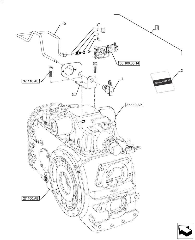 Схема запчастей Case IH FARMALL 125A - (88.100.35[13]) - VAR - 720370 - DIA KIT, TRAILER BRAKE (88) - ACCESSORIES