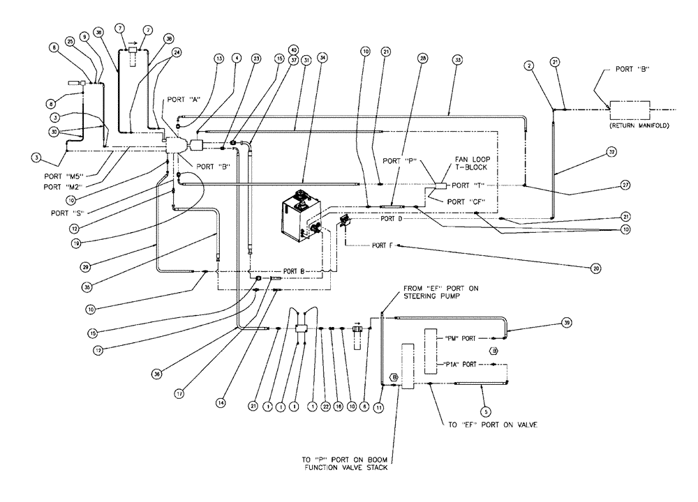 Схема запчастей Case IH FLX810 - (06-004) - FITTING GROUP, PUMP, 3 WHEELER Hydraulic Plumbing