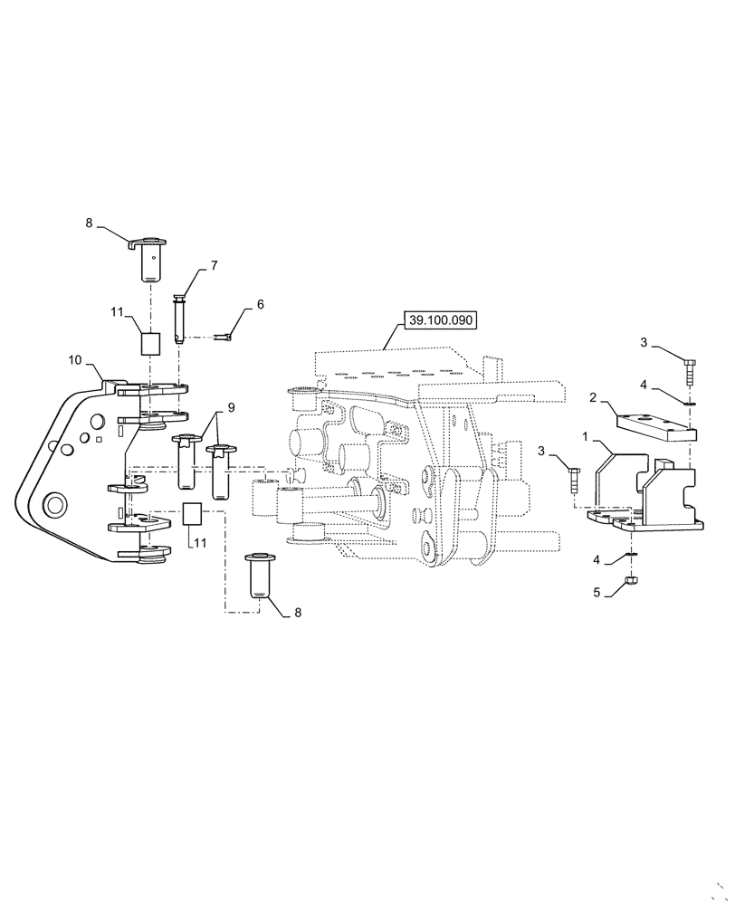 Схема запчастей Case IH BHA102 - (39.100.100) - SWING FRAME (39) - FRAMES AND BALLASTING
