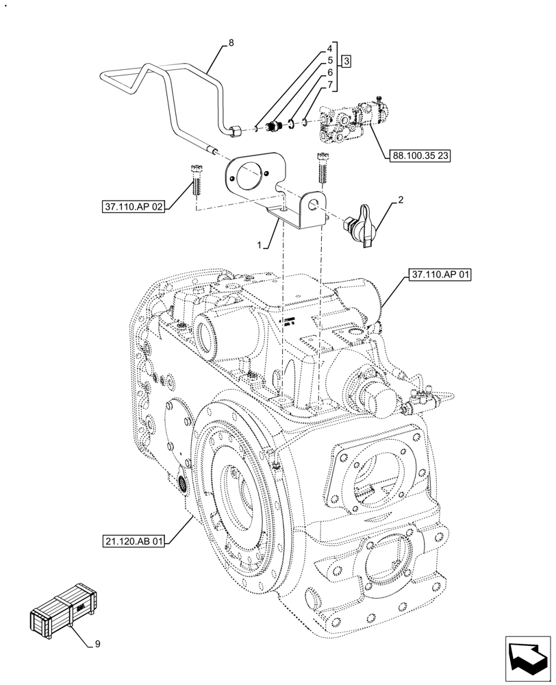 Схема запчастей Case IH FARMALL 120A - (88.100.35[22]) - VAR - 720370 - DIA KIT, TRAILER BRAKE (88) - ACCESSORIES