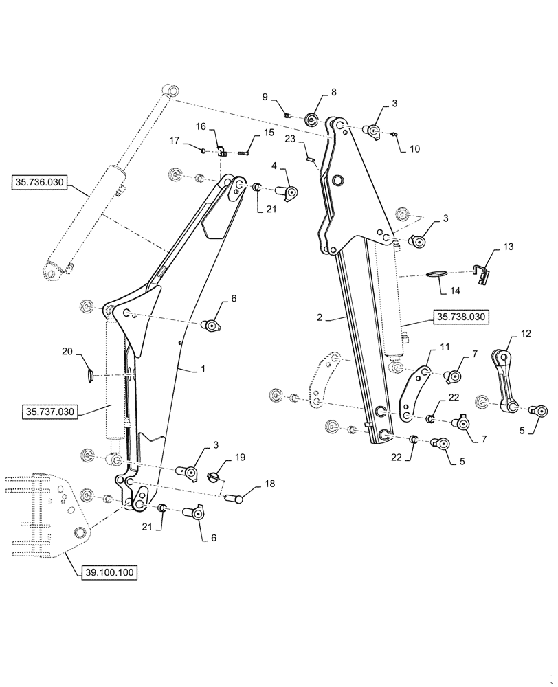 Схема запчастей Case IH BHA102 - (84.910.050) - BOOM ARM (84) - BOOMS, DIPPERS & BUCKETS