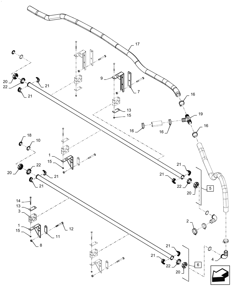 Схема запчастей Case IH PATRIOT 3340 - (78.110.AE[37]) - SPRAYBAR, 120, 7 SECTION, 20"/30" SPACING, RH OUTER AND BREAKAWAY, BSN YFT041644 (78) - SPRAYING