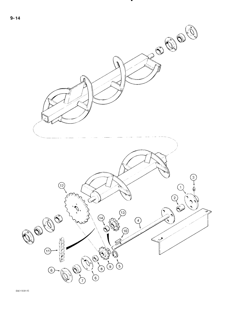 Схема запчастей Case IH 70 - (9-14) - LOWER AUGER AND DRIVE (09) - CHASSIS