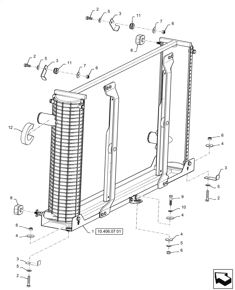 Схема запчастей Case IH 8010 - (10.406.04[01]) - RADIATOR MOUNTING - PRIOR TO PIN HAJ202001 - 8010 (10) - ENGINE