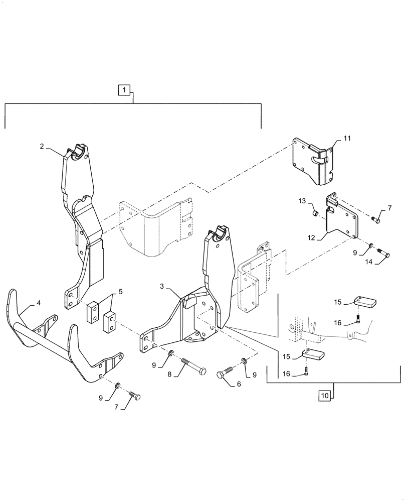 Схема запчастей Case IH L720 - (39.100.040) - VAR - 717683006, 717685006 - SUBFRAME, MOUNTING PARTS (39) - FRAMES AND BALLASTING