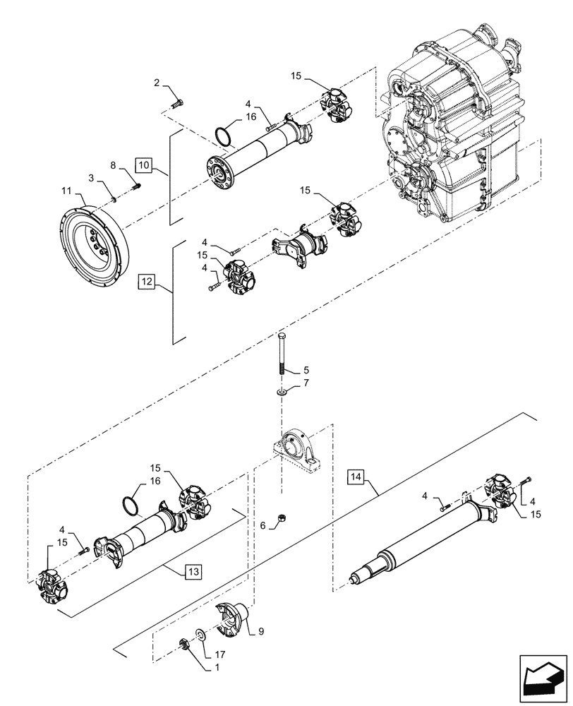 Схема запчастей Case IH QUADTRAC 470 - (23.314.180) - DRIVE SHAFT ASSY, 8.5C (23) - FOUR WHEEL DRIVE SYSTEM