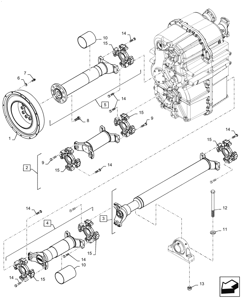 Схема запчастей Case IH QUADTRAC 420 - (23.314.130) - DRIVE SHAFT ASSY, 8C (23) - FOUR WHEEL DRIVE SYSTEM