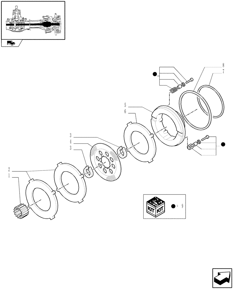Схема запчастей Case IH FARMALL 95N - (1.40.3/10[03]) - STD FRONT AXLE W/ELECTROHYDR. DIFF. LOCK, W/FRONT BRAKES (40 KM/H) - BRAKE DISCS (VAR.336329) (04) - FRONT AXLE & STEERING