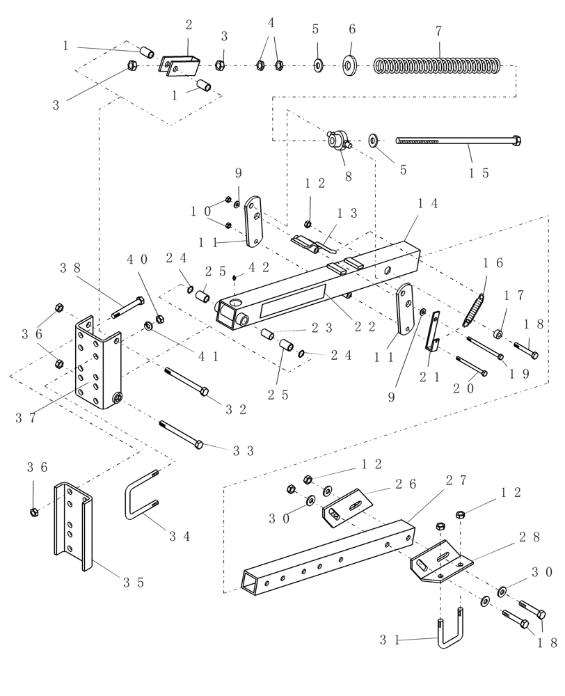 Схема запчастей Case IH PTX300 - (5.240.1) - HARROW MOUNT ARM WITH ADJUSTABLE LENGTH ARM Related Equipment