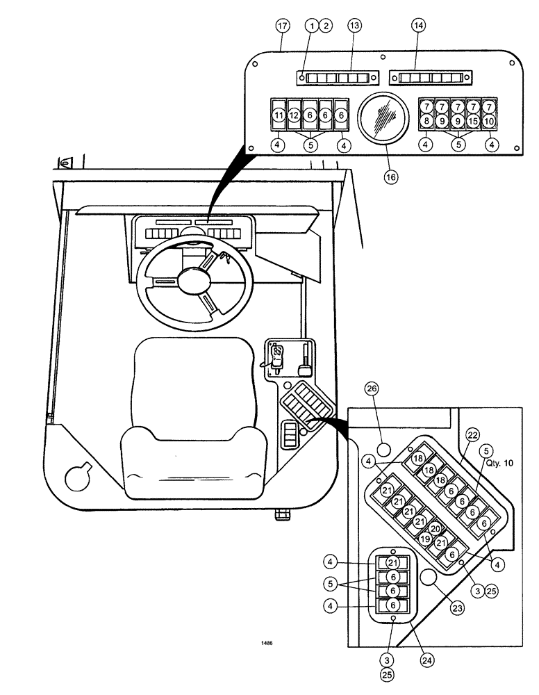 Схема запчастей Case IH SPX3150 - (002) - CAB INTERIOR, CONTROL PANELS (90) - PLATFORM, CAB, BODYWORK AND DECALS