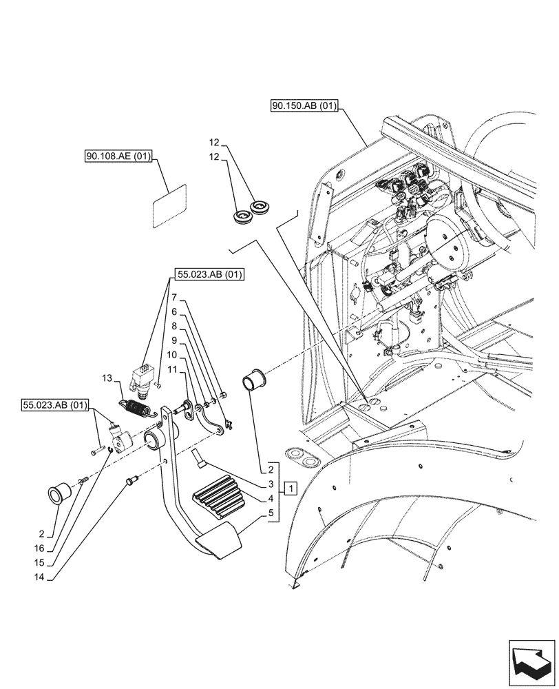 Схема запчастей Case IH MAXXUM 110 - (18.100.AF[02]) - VAR - 390283 - CLUTCH, PEDAL - BEGIN YR 07-NOV-2013 (18) - CLUTCH
