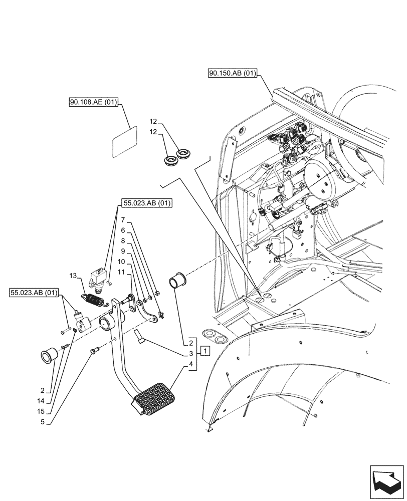 Схема запчастей Case IH MAXXUM 110 - (18.100.AF[01]) - VAR - 390283 - CLUTCH, PEDAL - END YR 06-NOV-2013 (18) - CLUTCH