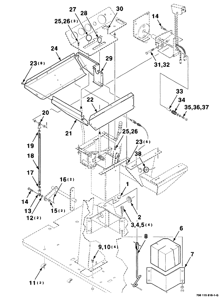 Схема запчастей Case IH 8840 - (07-012) - CONSOLE AND HOOKUP ASSEMBLY (90) - PLATFORM, CAB, BODYWORK AND DECALS