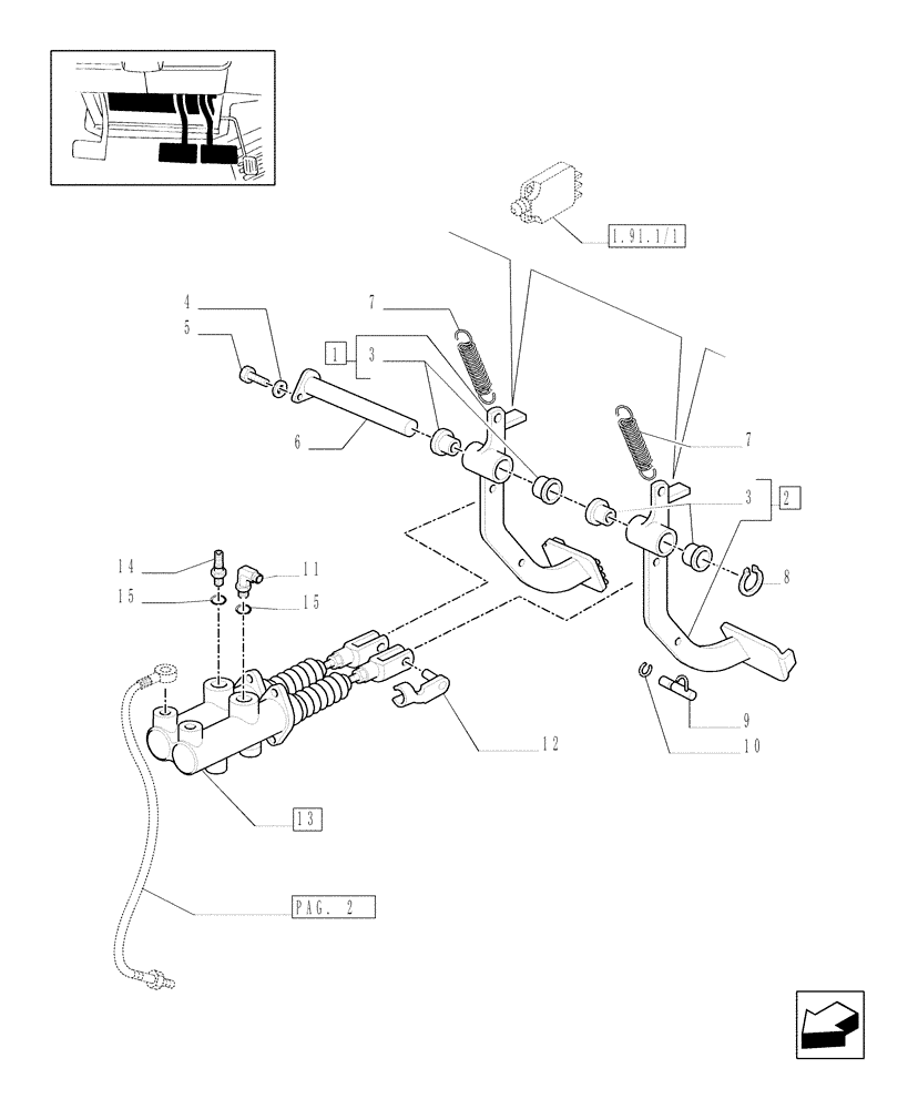 Схема запчастей Case IH MXM190 - (1.95.0/01[01]) - BRAKE PEDALS - C4879 (10) - OPERATORS PLATFORM/CAB