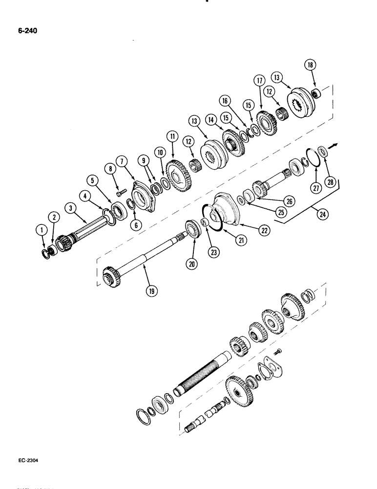 Схема запчастей Case IH 885 - (6-240) - SPEED TRANSMISSION, IN CLUTCH HOUSING (06) - POWER TRAIN