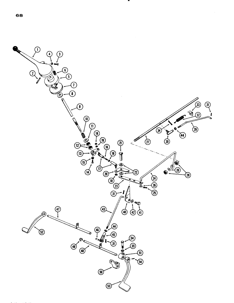 Схема запчастей Case IH 830-SERIES - (068) - THROTTLE LINKAGE, 267 AND 301 DIESEL ENGINES, 1ST USED TRAC. S/N 8173401 (03) - FUEL SYSTEM