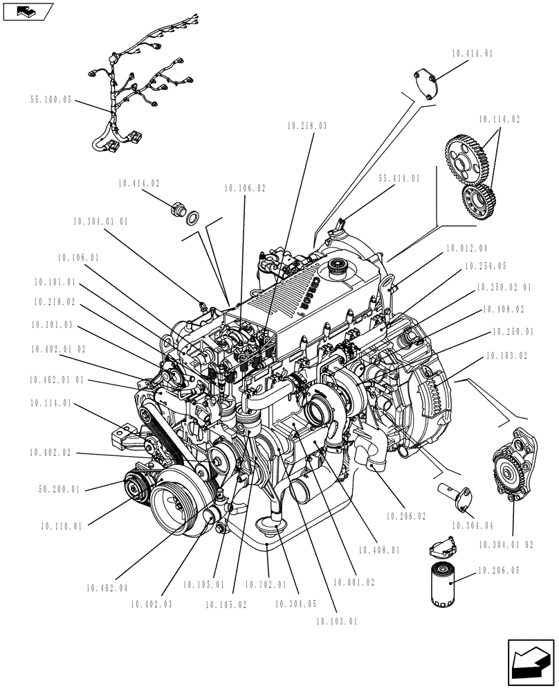 Схема запчастей Case IH F2CFE613S A020 - (10.000.01[01]) - ENGINE (5801495551) (10) - ENGINE