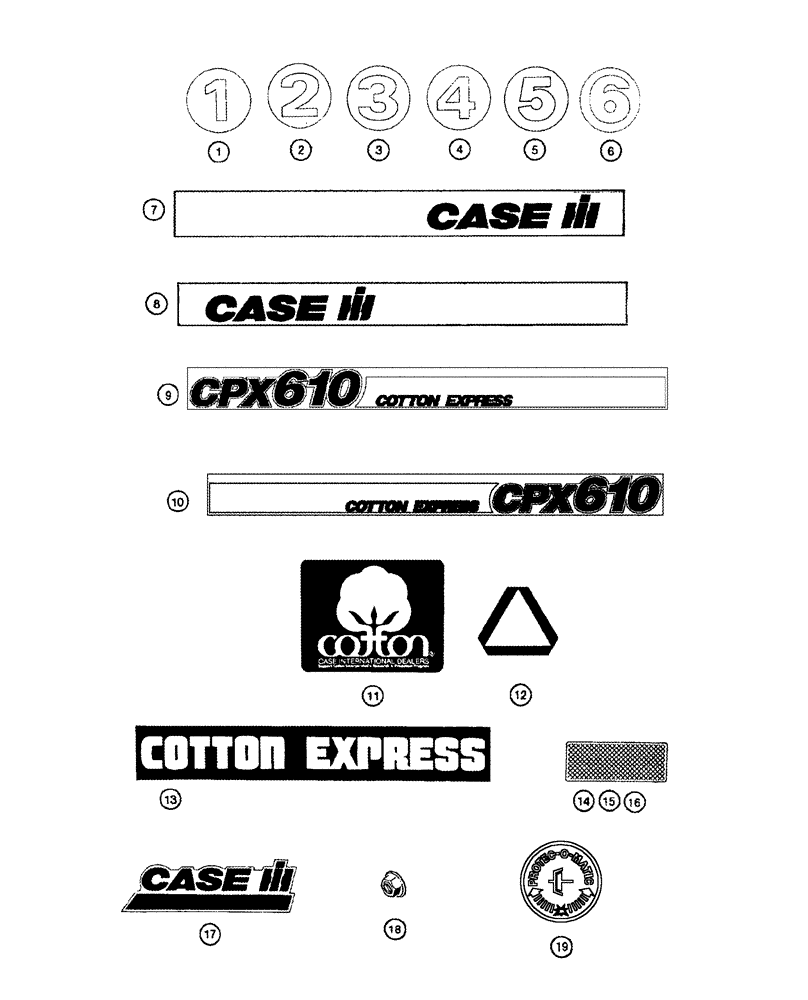 Схема запчастей Case IH CPX610 - (09F-13) - DECALS (12) - CHASSIS