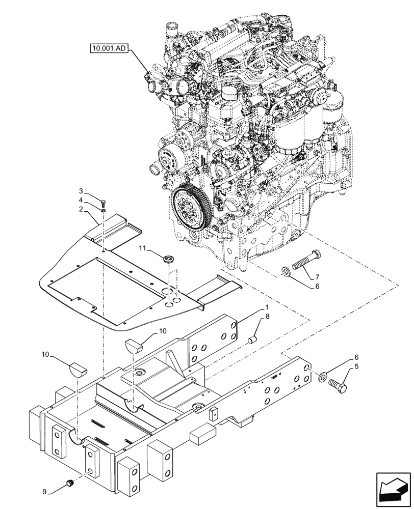 Схема запчастей Case IH FARMALL 75C - (25.100.AV[04]) - VAR - 334218, 334361 - AXLE SUPPORT, 4WD (25) - FRONT AXLE SYSTEM