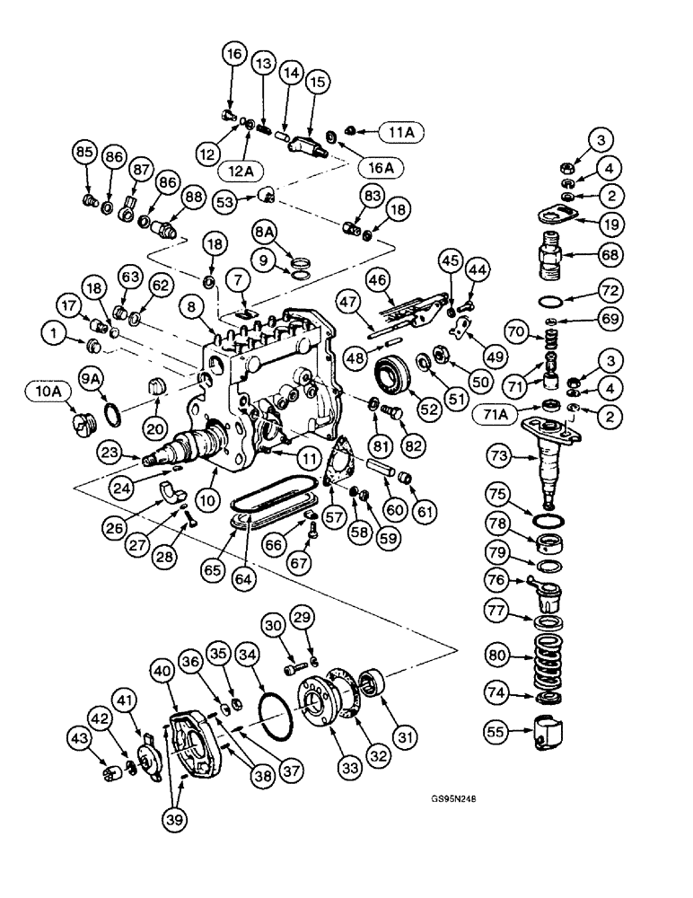 Схема запчастей Case IH DTI-466B - (9E-078) - FUEL INJECTION PUMP, ROBERT BOSCH MODEL MW 