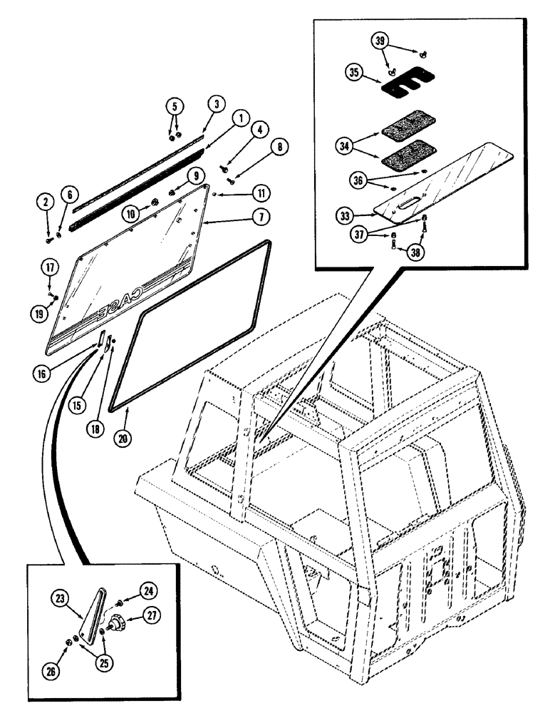 Схема запчастей Case IH 1896 - (9-416) - CAB, REAR WINDOW (09) - CHASSIS/ATTACHMENTS