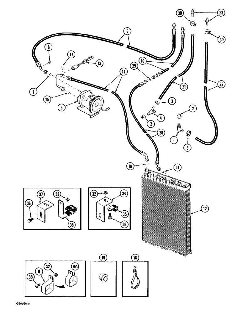 Схема запчастей Case IH 1670 - (9G-32) - HEATER AND AIR CONDITIONING SYSTEM, COMBINE CHASSIS (10) - CAB & AIR CONDITIONING