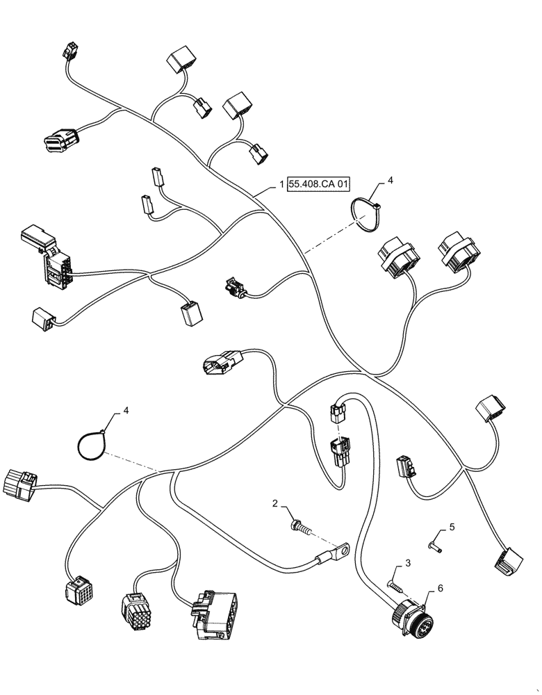 Схема запчастей Case IH FARMALL 60A - (55.100.BQ[02]) - HARNESS MAIN, VM_ALT_65/75HP, WITH CCV HEATER (55) - ELECTRICAL SYSTEMS