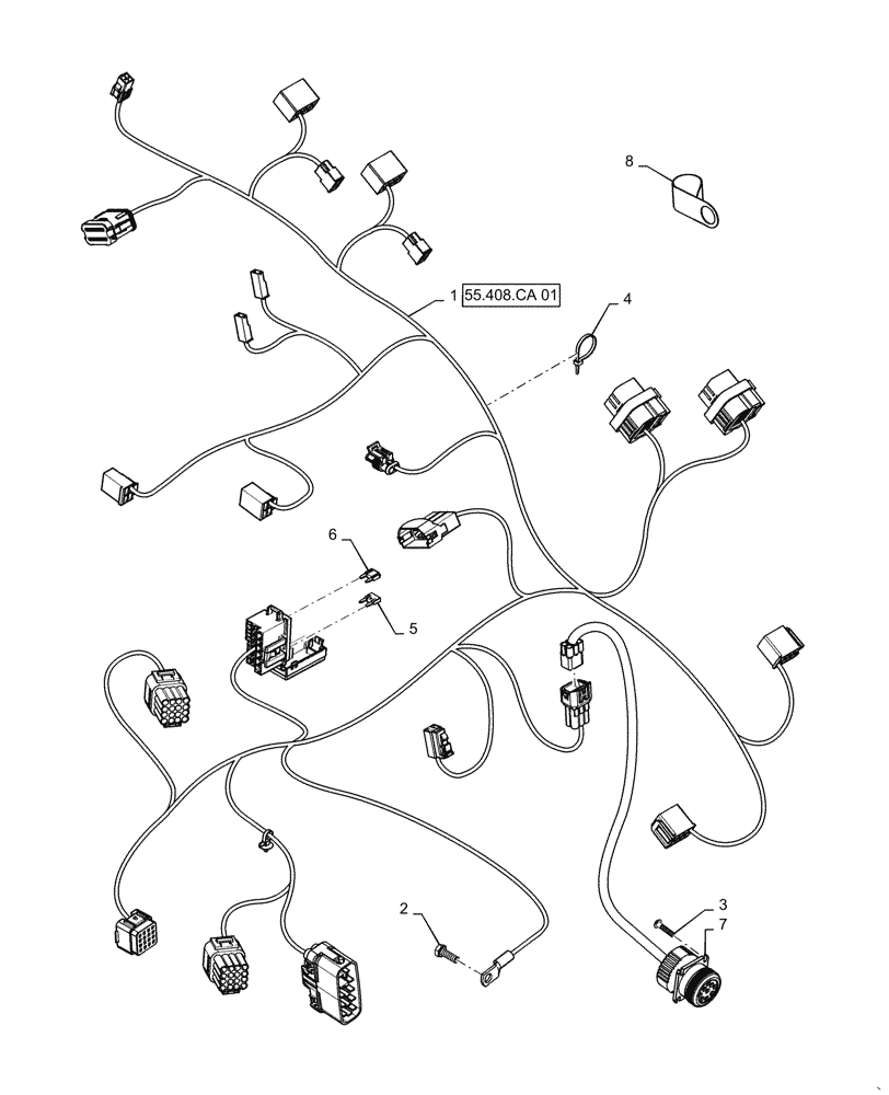 Схема запчастей Case IH FARMALL 60A - (55.100.BQ[01]) - HARNESS MAIN, VM_ALT_65/75HP, WITHOUT CCV HEATER (55) - ELECTRICAL SYSTEMS