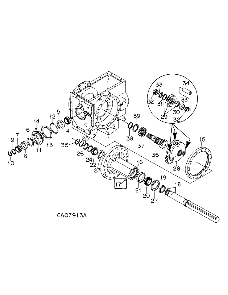 Схема запчастей Case IH 5088 - (07-38) - DRIVE TRAIN, AXLE HOUSING (04) - Drive Train